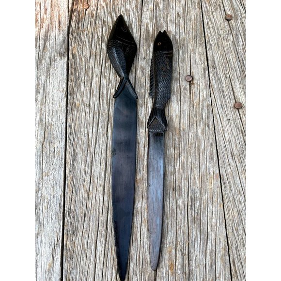 handmade Other - Vintage African wood Carved fish Letter Openers